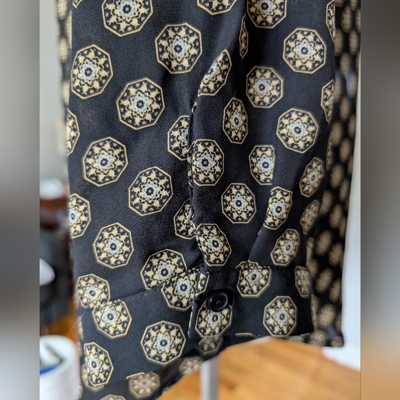 Mandy Evans Black Pattered Blouse With Tassels Flowy Sheer Size XL - Picture 14 of 16